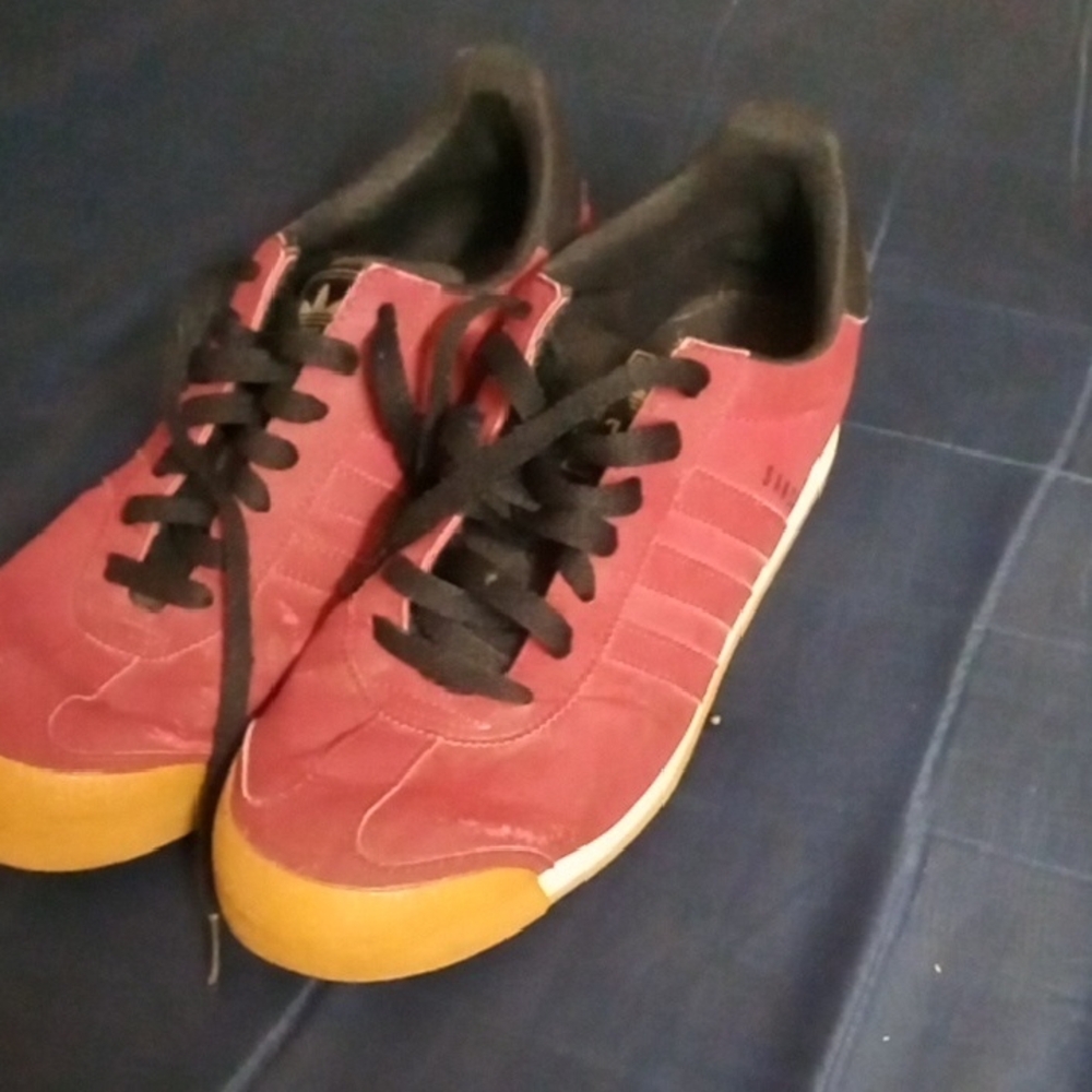 Adidas Red and Black Sneakers with Suede Upper